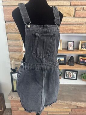 Love Tree Black Denim Overall Skirt
